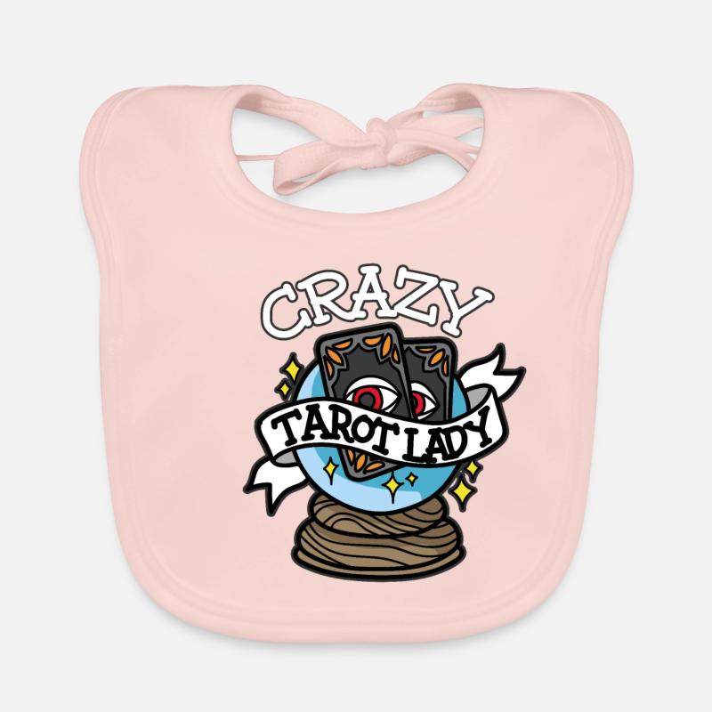 CRAZY TAROT LADY Der Tod Tarot Karten Hellseher - Baby Bio-Lätzchen - Rose
