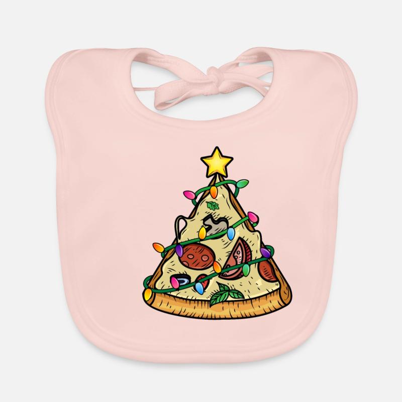Pizza Christmas tree pyramid Organic Baby Bibs