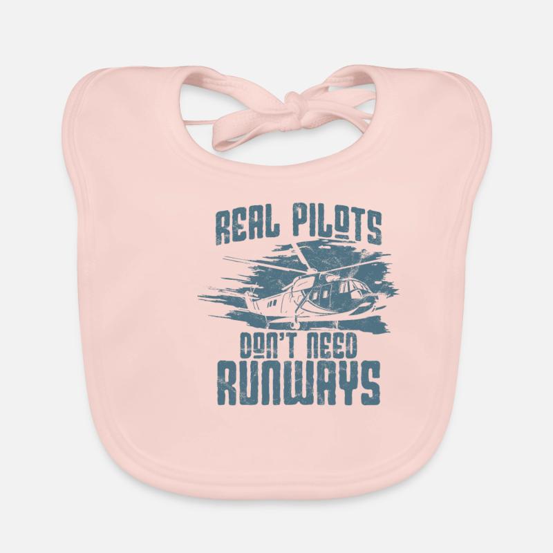 real pilots don't need runways helicopter pilot Organic Baby Bibs
