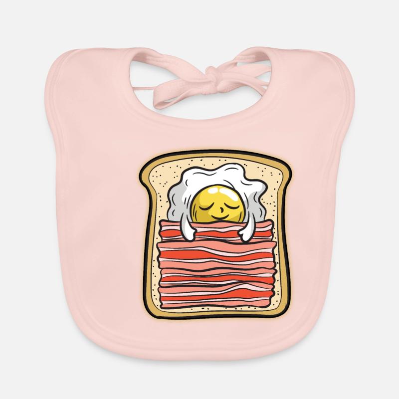BED AND BREAKFAST Toast Fried Egg Ham Humor Organic Baby Bibs