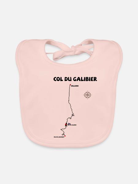 Col du Galibier 2642 m Serpentine in Frankreich - Baby Bio-Lätzchen - Rose - Vorne