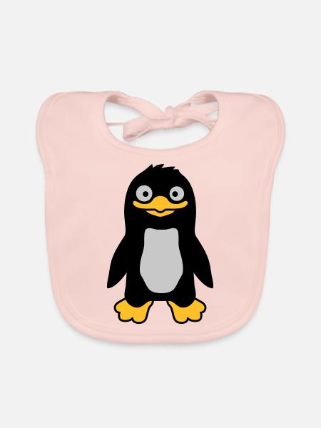 Lustiger ulkiger Pinguin grinst - Baby Bio-Lätzchen - Rose - Vorne