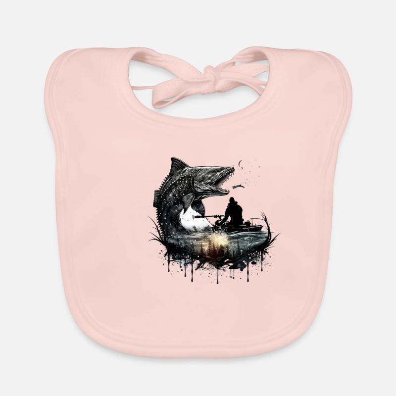 Beau design de poisson pour les pêcheurs de brochet et les prédateurs Bavoir bio Bébé