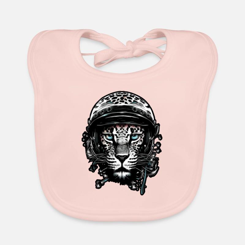 Cheetah, leopard with helmet , Digital Bavoir bio Bébé