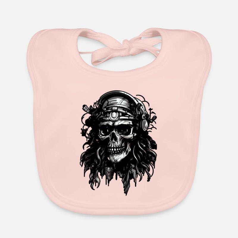 Helm Pilot Schädelkopf, Digitale Illustration, Baby Bio-Lätzchen