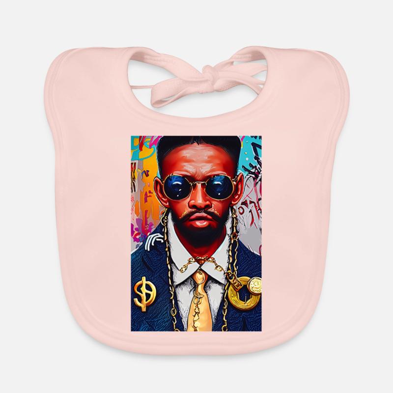 Modernes Pop-Art Gemälde | Mann mit Goldschmuck Baby Bio-Lätzchen