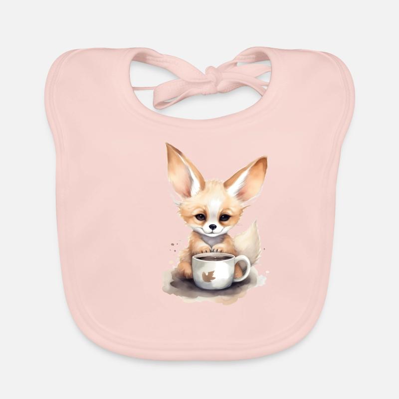 Fennec Fox mit Kaffee -Aquarellstil Baby Bio-Lätzchen