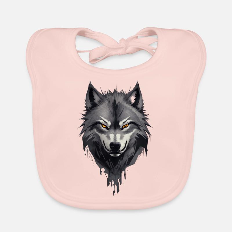 Wolfsangst Dunkler Spooky Wolfskopf Baby Bio-Lätzchen