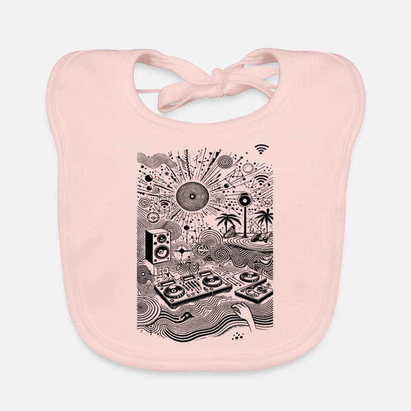 Cosmic DJ Beach Vibes Blk - Bavoir bio Bébé - rose