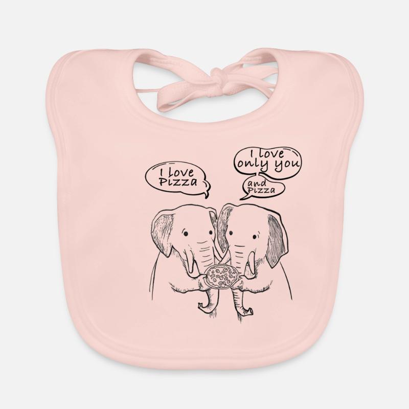 J’adore les éléphants à pizza Bavoir bio Bébé