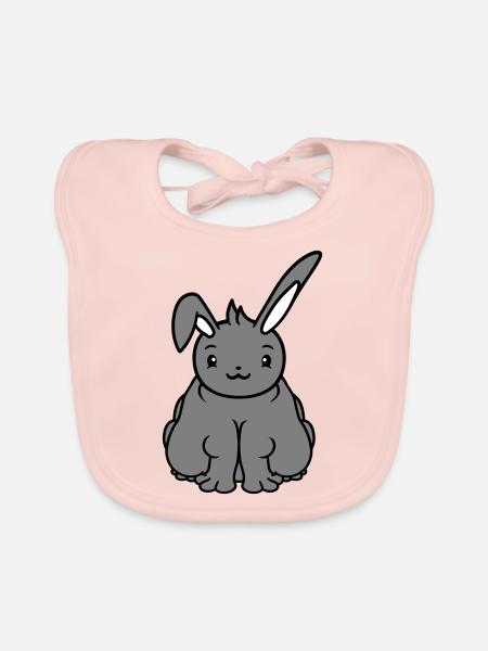 Gros Lapin Assis En Surpoids Gros Affamé Drôle - Bavoir bio Bébé - rose - Devant