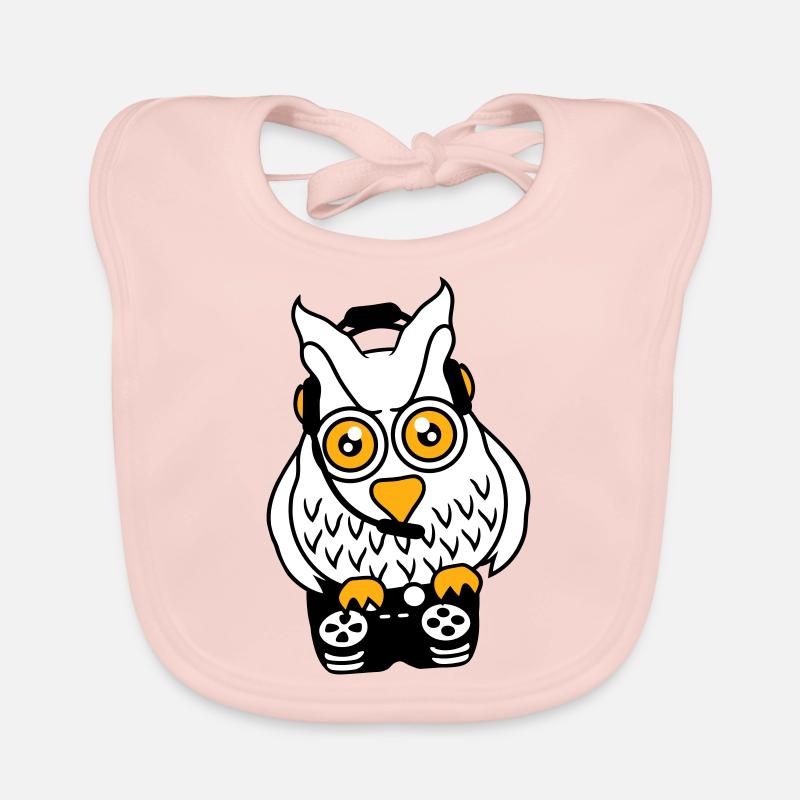 Gamer Eule zocken Spieler Controller Headset Spaß Baby Bio-Lätzchen