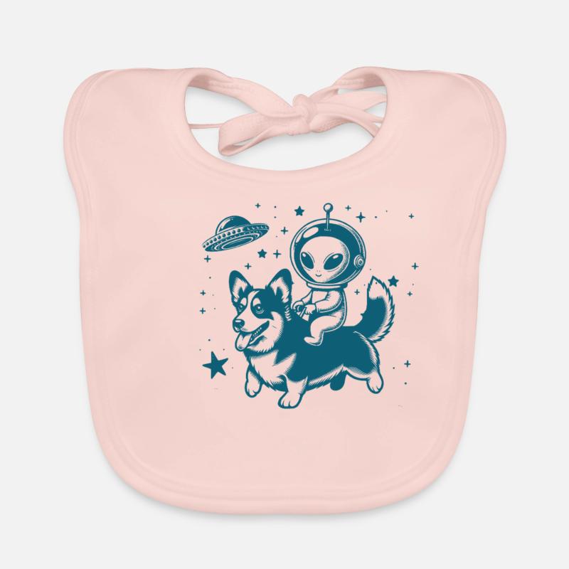 Alien and Corgi Baby Bio-Lätzchen