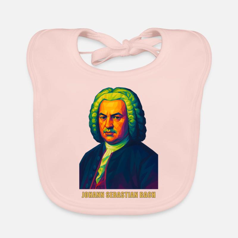 WPAP Polygon Portrait Johann Sebastian Bach - Bavoir bio Bébé - rose