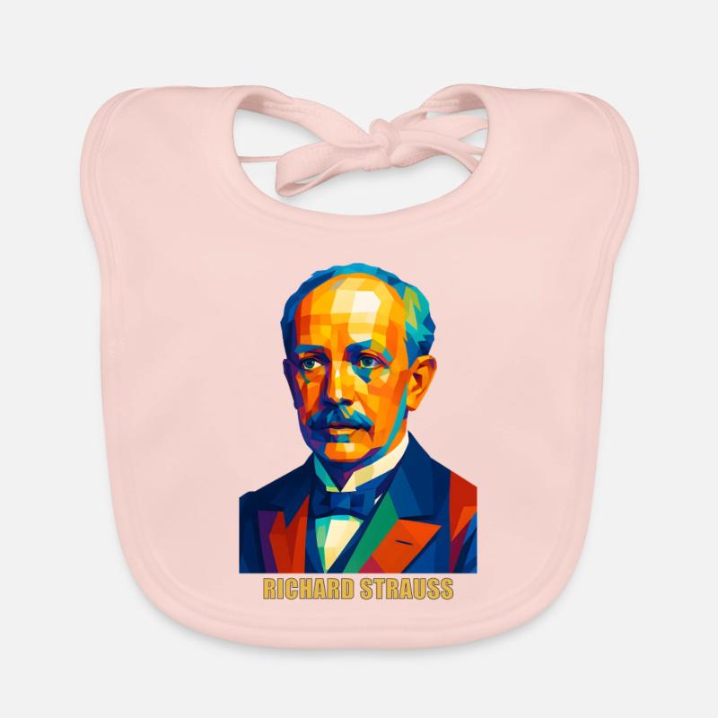 WPAP Polygon Portrait Richard Strauss Compositeur Bavoir bio Bébé
