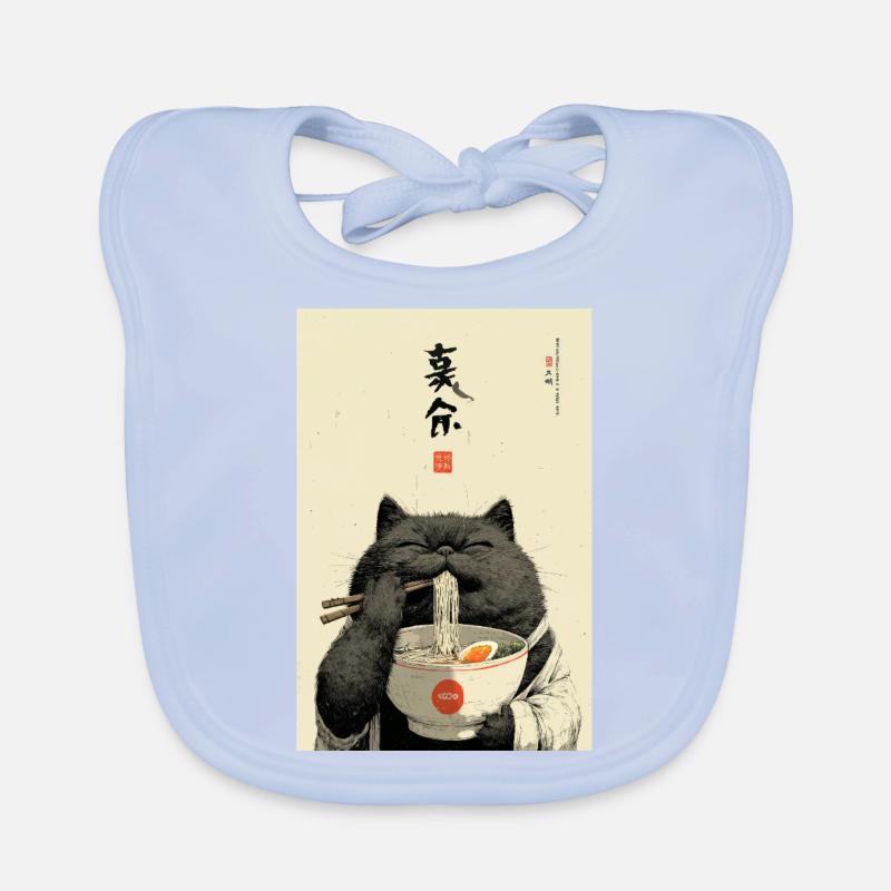Chat heureux mangeant des ramen Bavoir bio Bébé