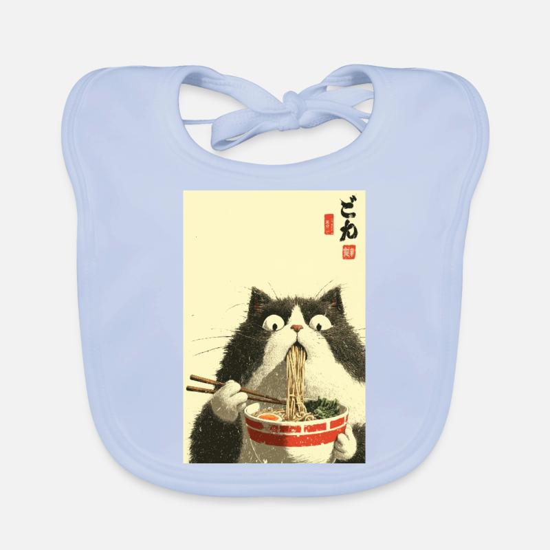 Chat surpris mangeant des ramen Bavoir bio Bébé