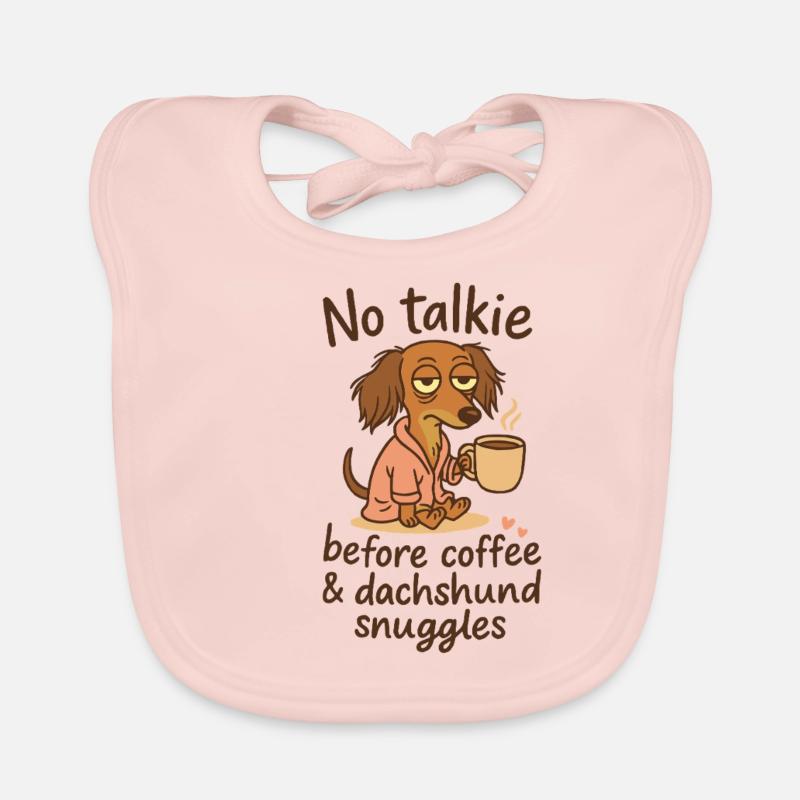 No Talkie Before Coffee Dackel Kaffee Weenie Baby Bio-Lätzchen