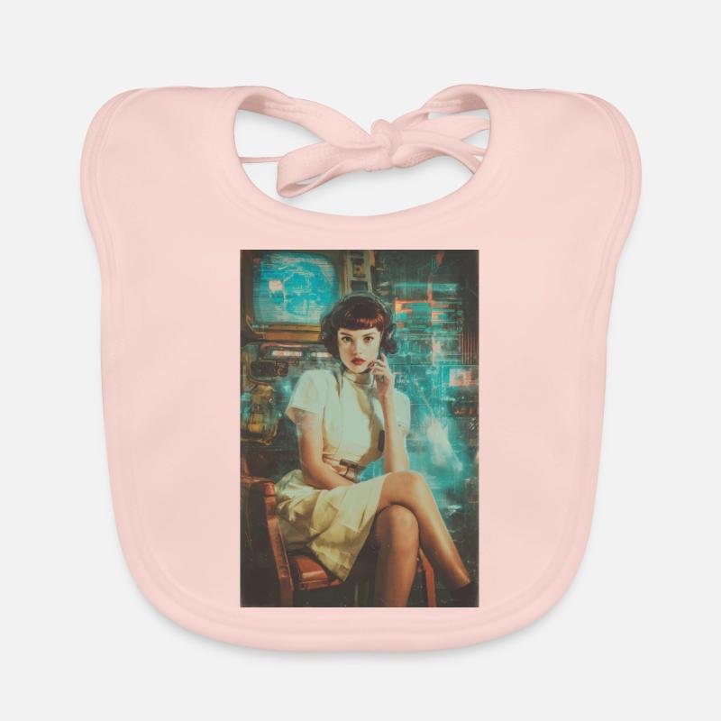 Retro Sci-Fi Operator Organic Baby Bibs