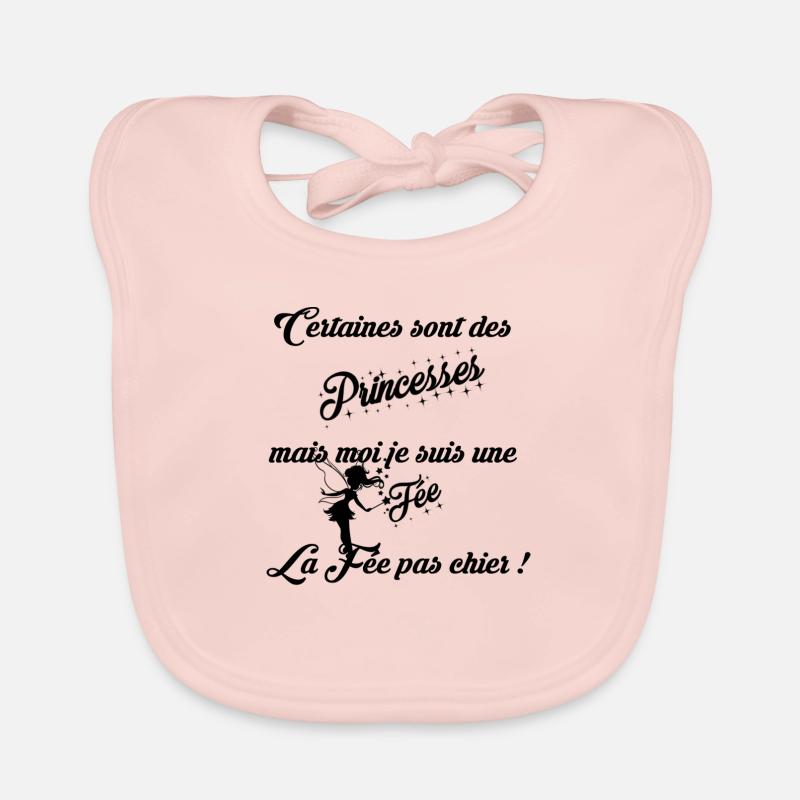La fée pas chier noir - Bavoir bio Bébé - rose