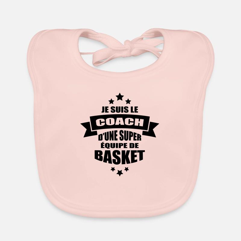 je suis le coach d'une super équipe de basket - Bavoir bio Bébé - rose