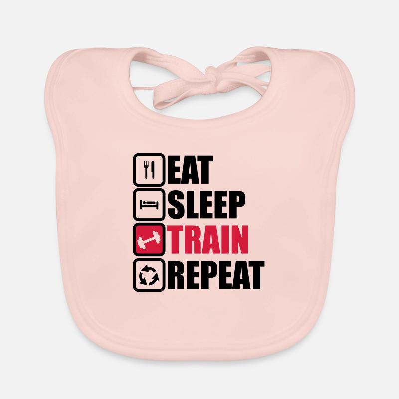eat sleep train repeat,musculation,muscu Bavoir bio Bébé