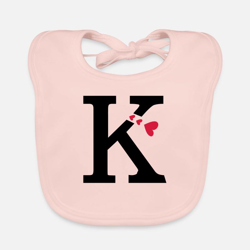 Capital lettre K avec des coeurs - Bavoir bio Bébé - rose