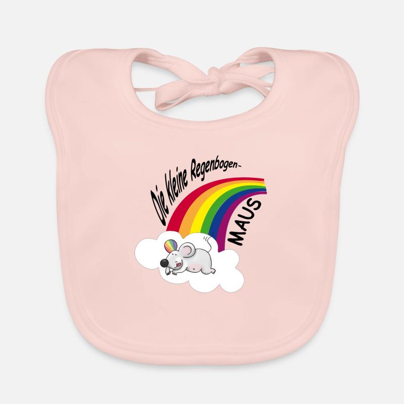 Regenbogen Maus 1 - Baby Bio-Lätzchen - Rose