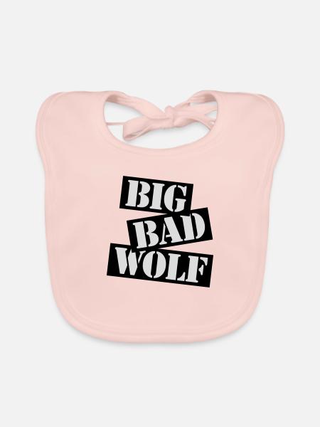 big bad wolf quote - Organic Baby Bibs - rose - Front