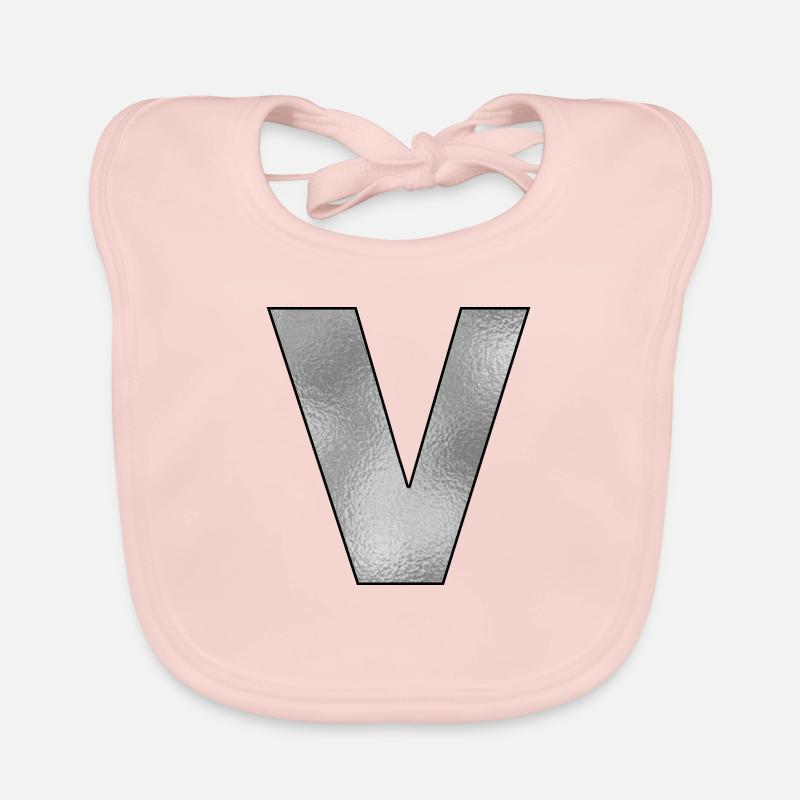 Buchstabe V Silber Baby Bio-Lätzchen