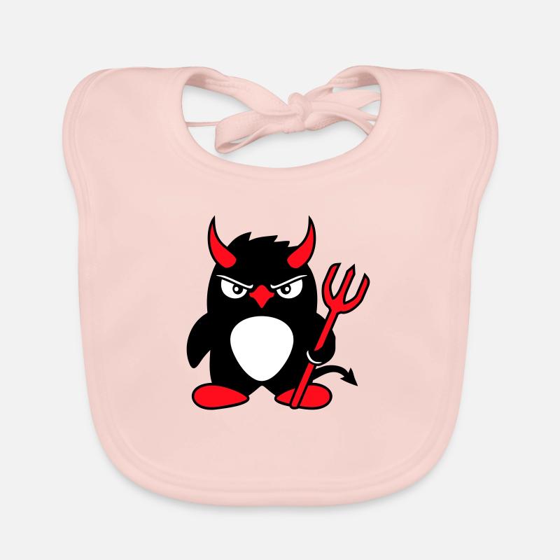 Penguin Devil Horns Trident Hell Evil Satan Organic Baby Bibs