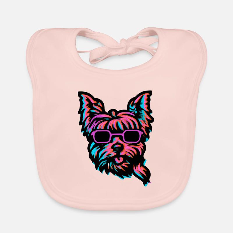 Yorkshire Terrier Synthwave Chien Yorkie Bavoir bio Bébé