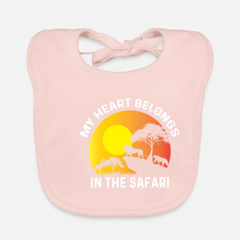 Gehört in Safari Backpacker Geschenk - Baby Bio-Lätzchen - Rose