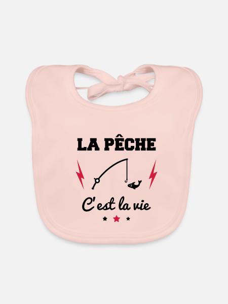 Fishing is life, fishing gift, fishing - Organic Baby Bibs - rose - Front