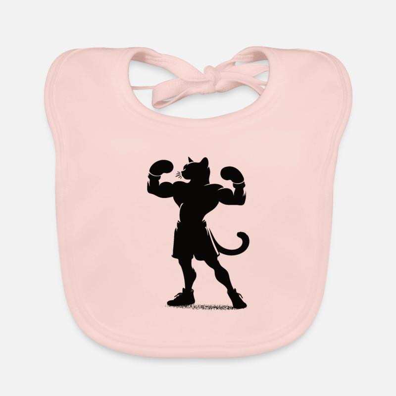 Boxe chat en style silhouette - Boxing Design Bavoir bio Bébé