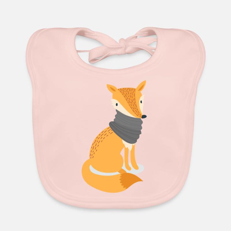 Renard avec écharpe - Bavoir bio Bébé - rose