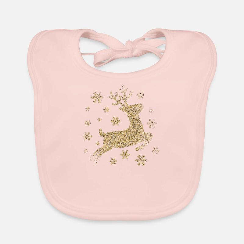 paillettes d'or de cerf - Bavoir bio Bébé - rose