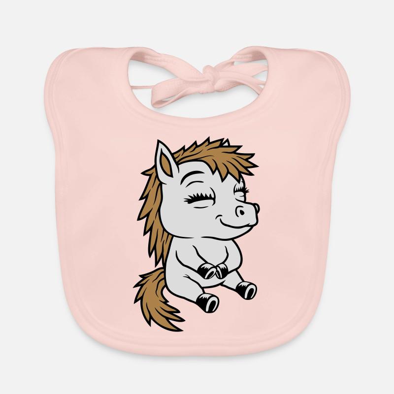 Kleines sitzendes Comic Pony Baby Bio-Lätzchen