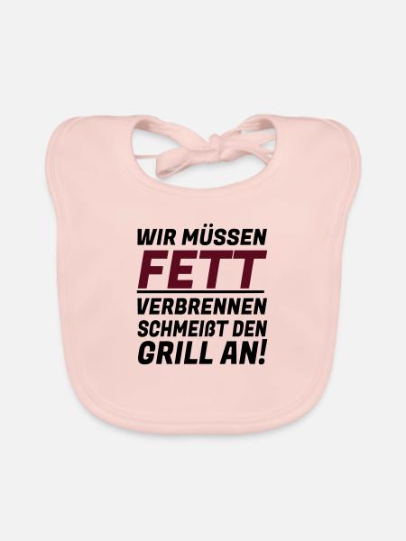 WIR MÜSSEN FETT VERBRENNEN - Baby Bio-Lätzchen - Rose - Vorne