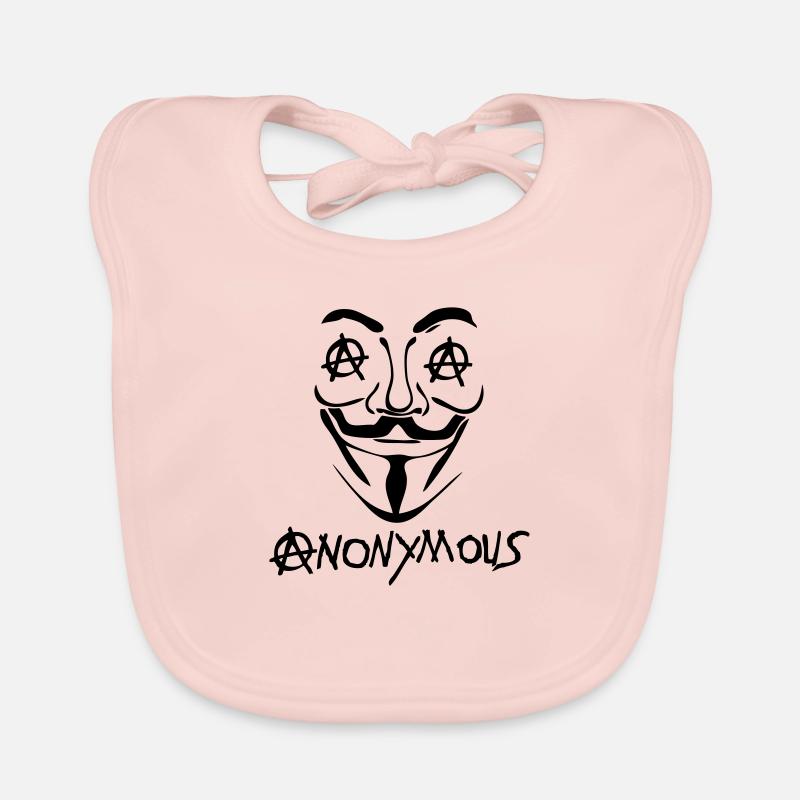 logo anarchy anonymous masque - Bavoir bio Bébé - rose