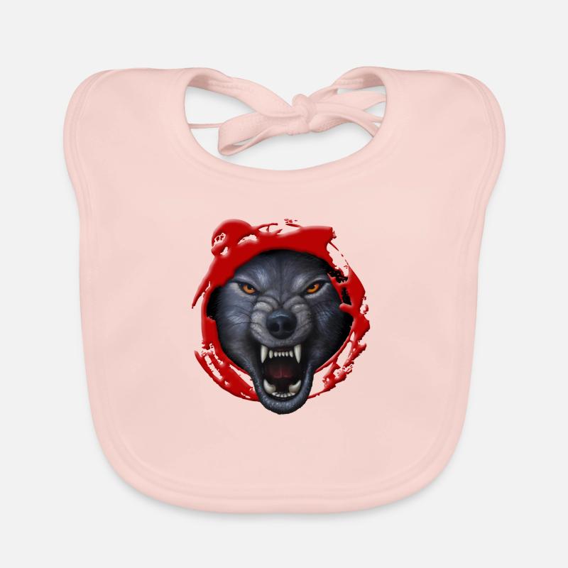 Loup - Bavoir bio Bébé - rose