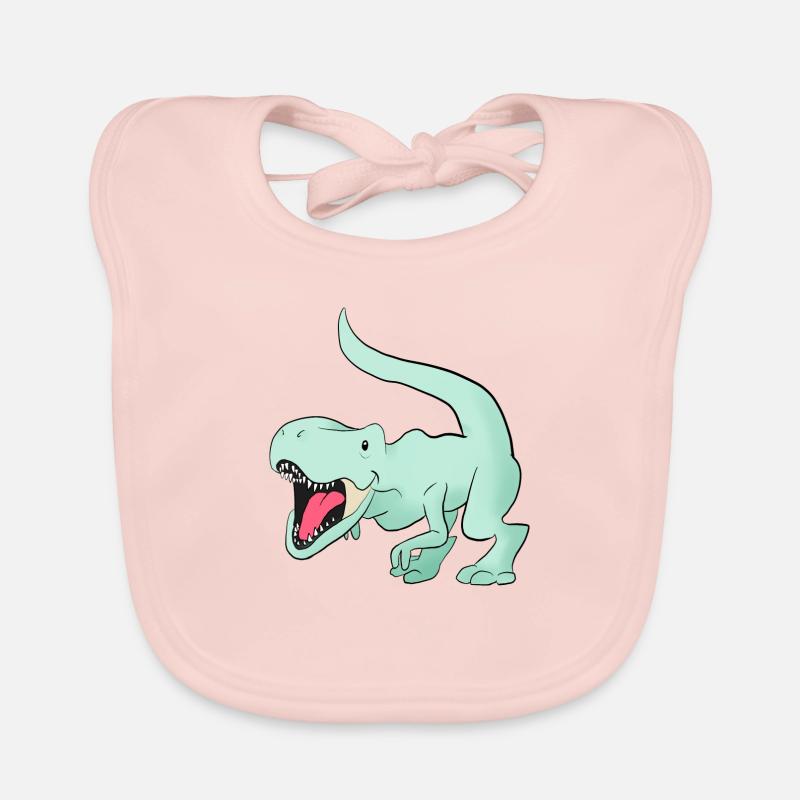 cute mint green t rex dinosaur Organic Baby Bibs