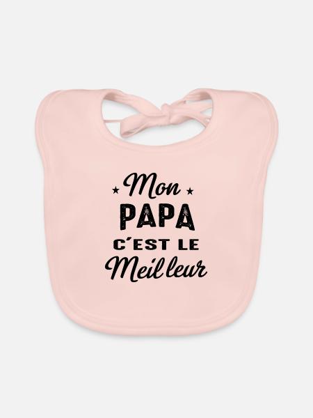 mon papa c'est le meilleur - Bavoir bio Bébé - rose - Devant