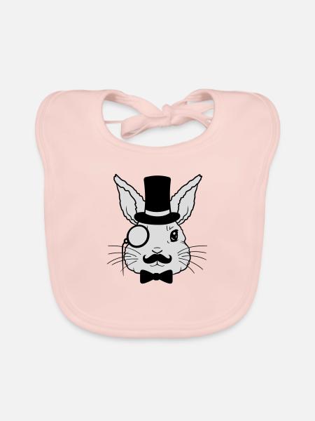 Sir Rabbit Monocle Cylinder - Organic Baby Bibs - rose - Front