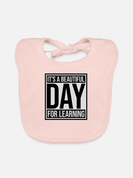 beautiful day for learning - Organic Baby Bibs - rose - Front