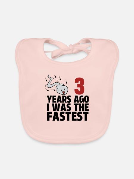 3 Years Ago I Was The Fastest - Organic Baby Bibs - rose - Front