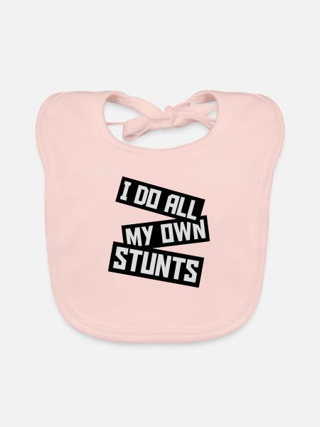 all my own stunts - Organic Baby Bibs - rose - Front