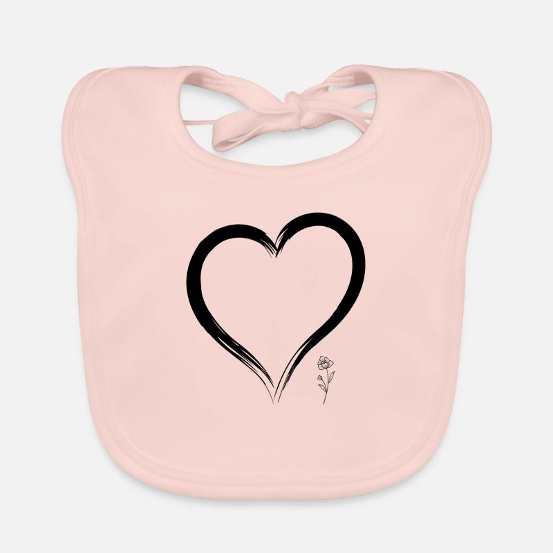 Cœur ouvert avec design de rose Bavoir bio Bébé