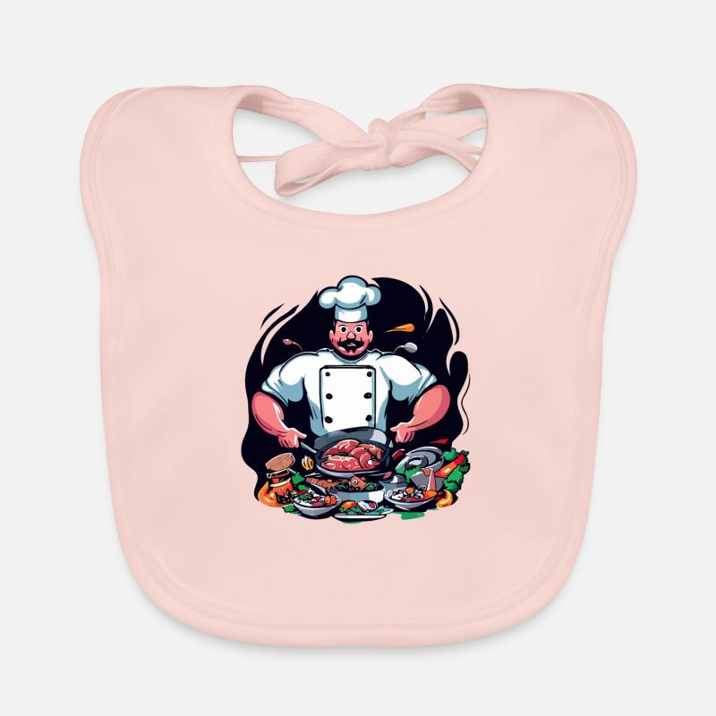 TSHIRT COOL. UN CHEF PRÉPARANT UN GRAND REPAS Bavoir bio Bébé