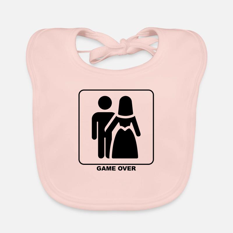 Funny "Game Over" design for him and her Organic Baby Bibs